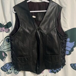 Mens vintage genuine, leather motorcycle vest